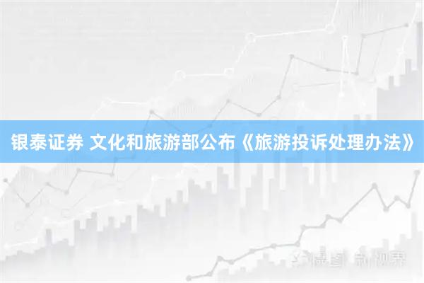 银泰证券 文化和旅游部公布《旅游投诉处理办法》